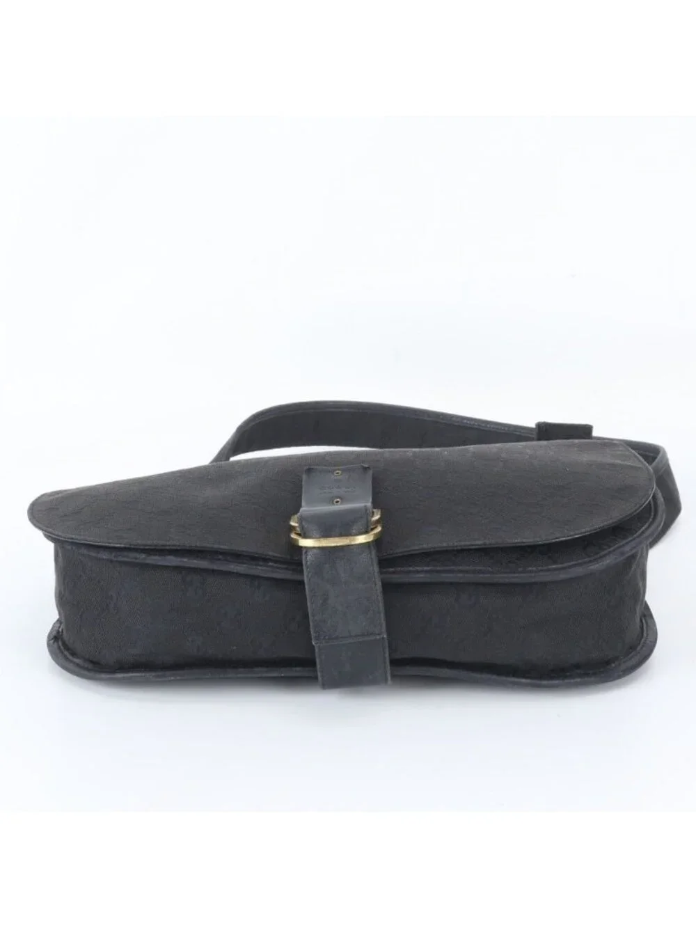 Gucci GG Canvas Flap Leather Shoulder Bag Hand Black